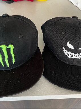 New Era Black Snapback Hats with Green and White Embroidery (Pair)